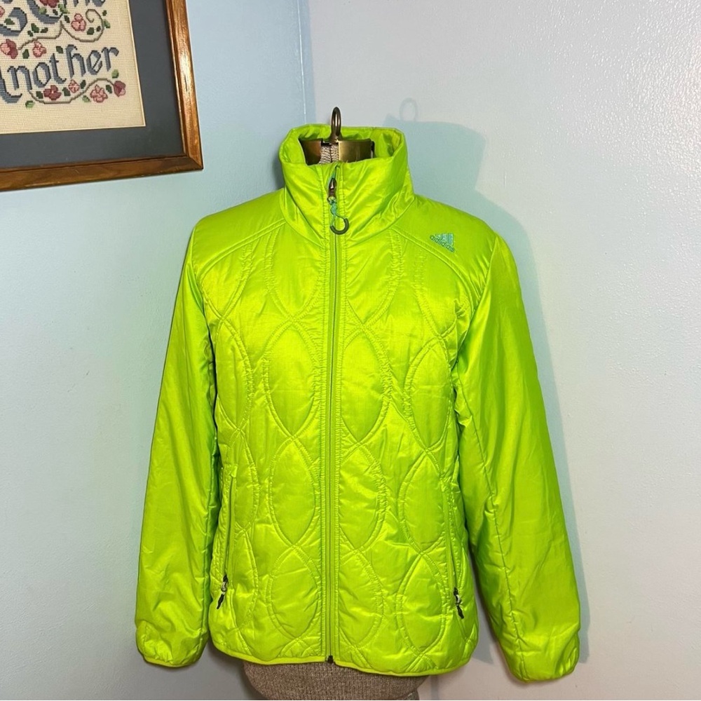 Adidas Women's Neon Green Quilted Ski Jacket